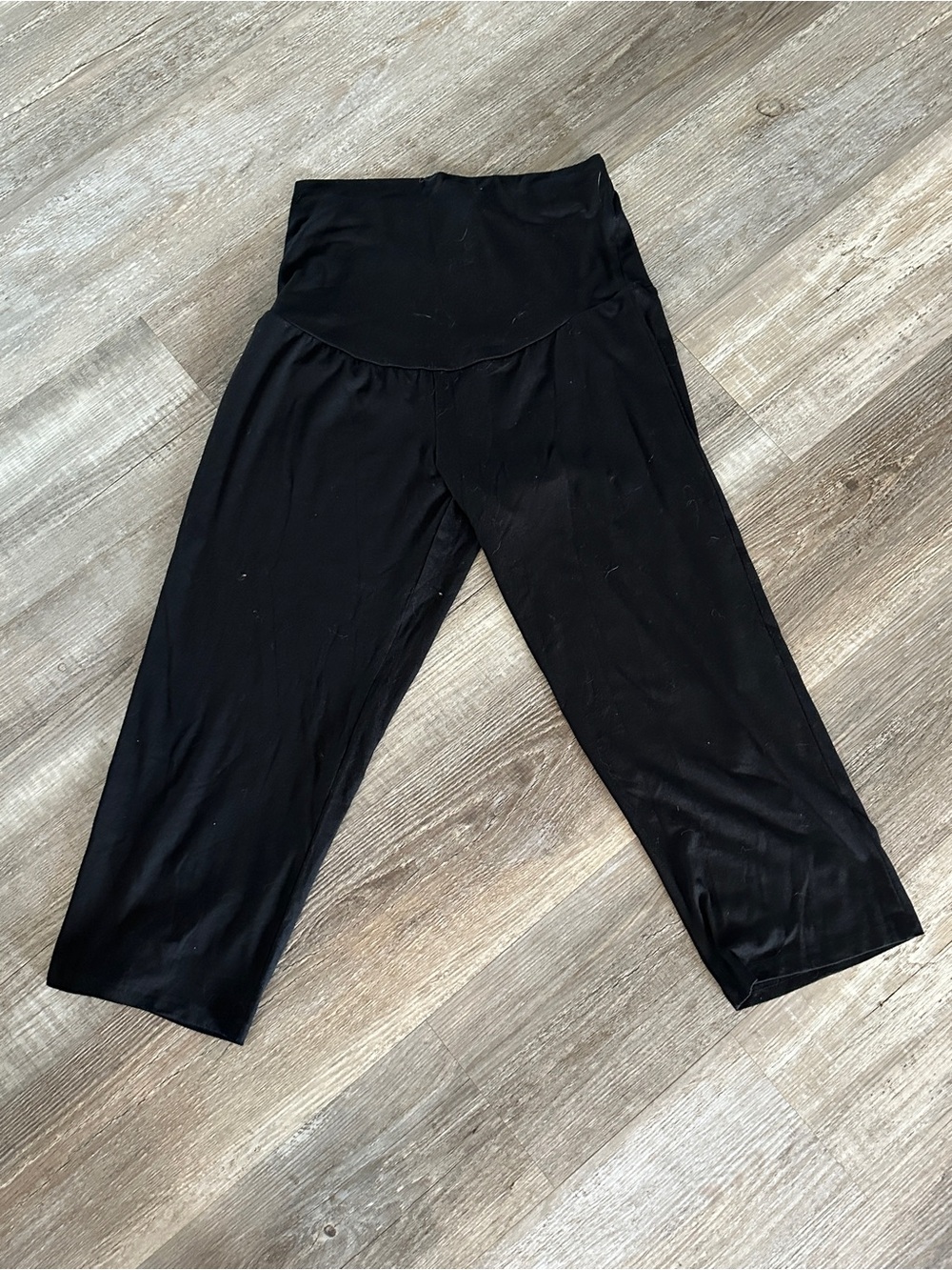 Maternity: Black High-Waist Wide-Leg Lounge Pants